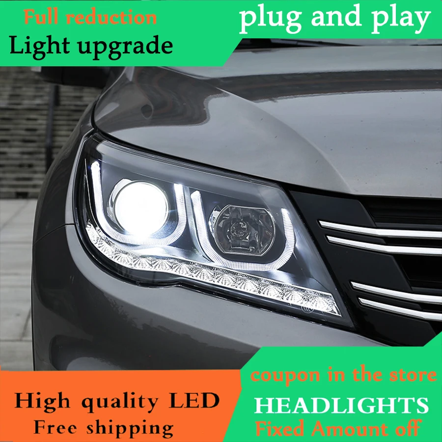 Автомобильный Стайлинг для VW Tiguan фары 2010-2012 Tiguan светодиодный фары DRL Биксеноновые линзы Высокий Низкий луч парковка противотуманная фара передняя фара