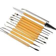11 шт./компл. гончарные инструменты DIY Набор инструментов для моделирования глины дерево восковый держатель глины для скульптурной резьбы ремесло ACT007