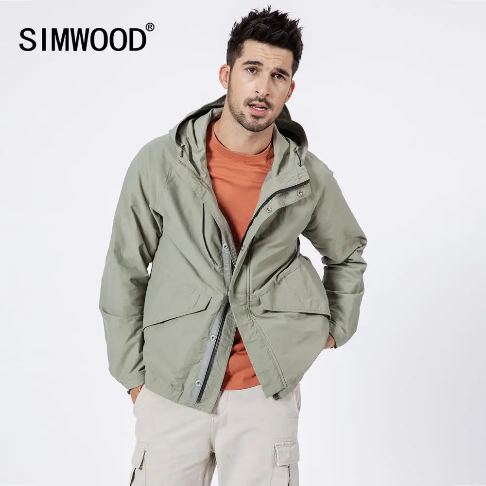 Мужская куртка с капюшоном SIMWOOD модная повседневная ветровка брендовая одежда