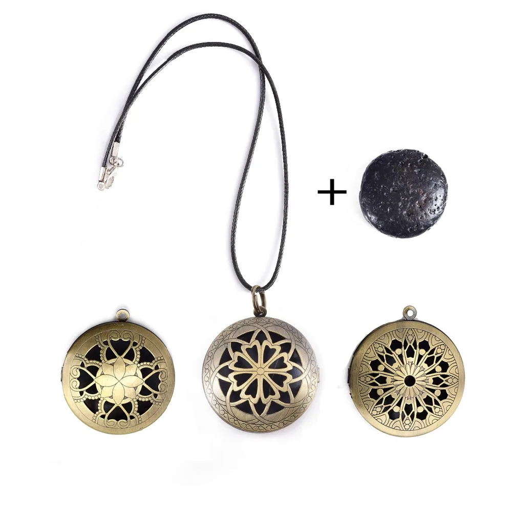 

Antique Bronze 32mm Filigree Diffuser Lockets Pendants Essential Oils Perfume Aromatherapy Necklace DIY Lava Pads Leather Chains
