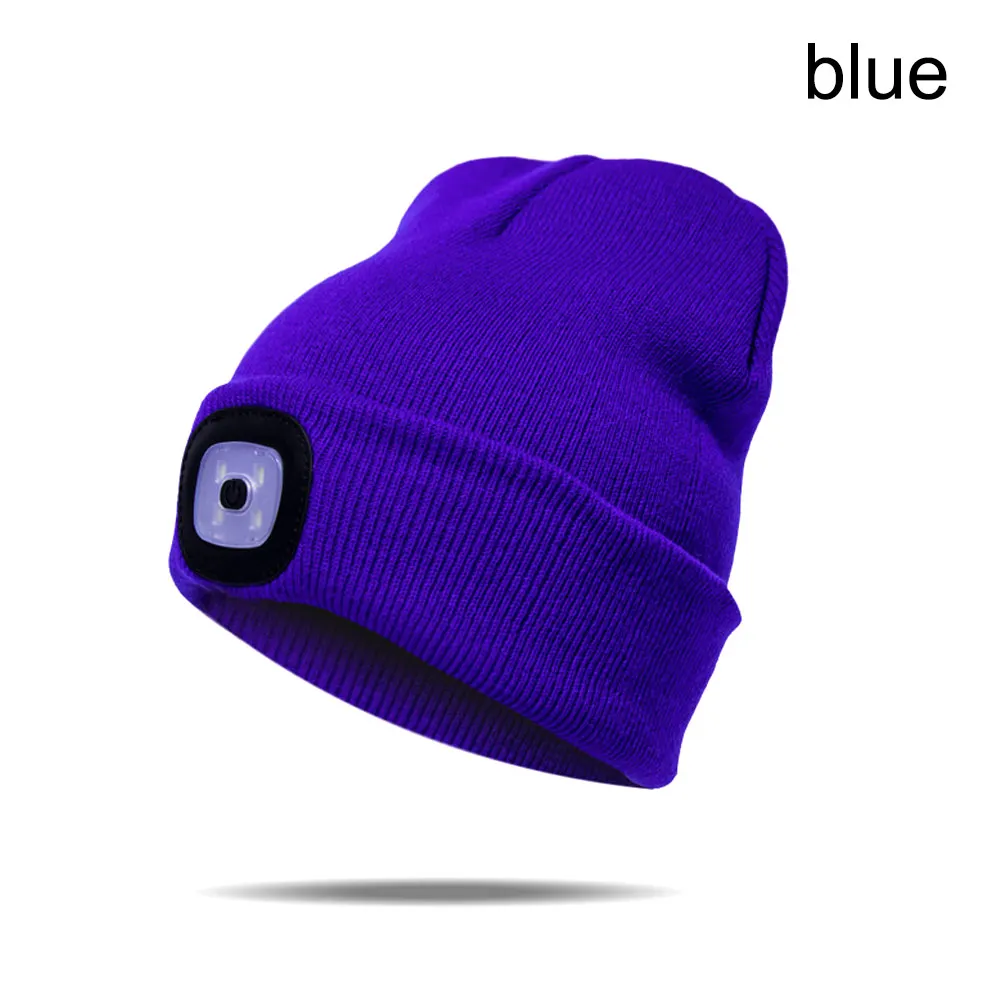 Новинка 1 шт. яркий 4 светодиодный зимний теплый бини Кепка шапка унисекс USB Перезаряжаемый фонарик для кемпинга пешего туризма VK-ING - Цвет: Синий