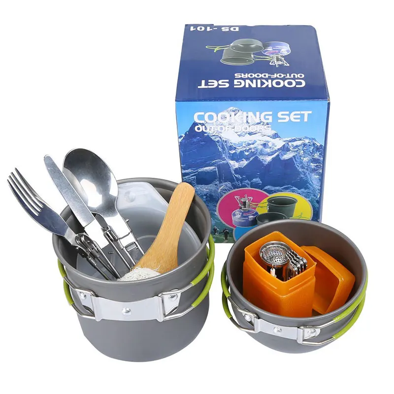 VILEAD explosión portátil al aire libre Camping Pot 1-2 personas Picnic de utensilios de cocina de alta temperatura de la resistencia a la abrasión Cook fuera vajilla