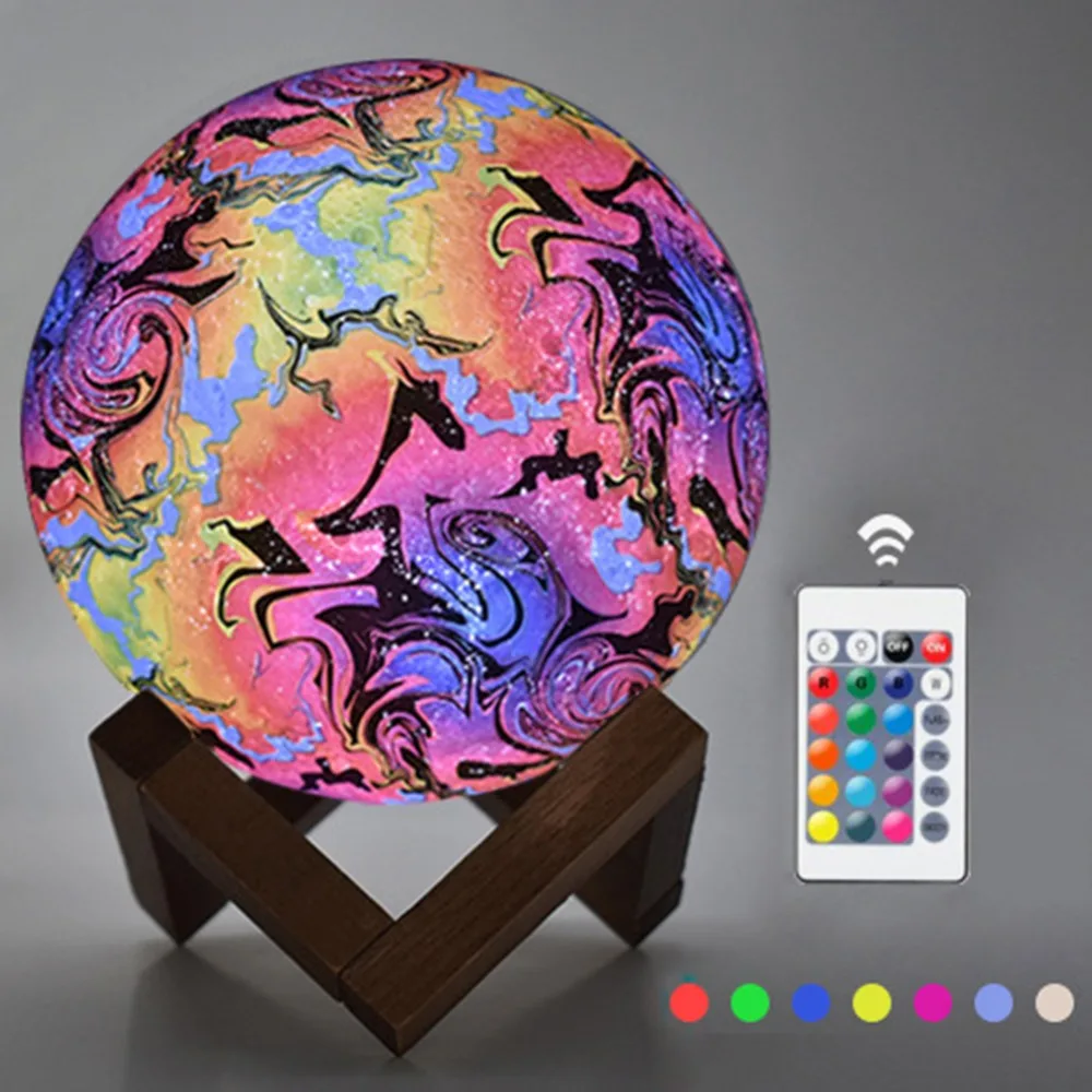 cheap Rechargeable 3D Print Moon Ghost Lamp 3 16 Colors Change Touch Switch Bedroom Bookcase Night Light Home Decor Creative Gifts