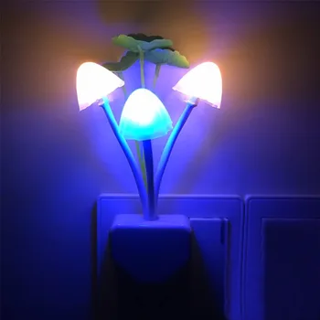 

Eletorot LED Night Light EU US Plug Wall Lamp Sensor Control Induction Dream Artificial Flower Mushroom LED Night Lamp Baby Gift