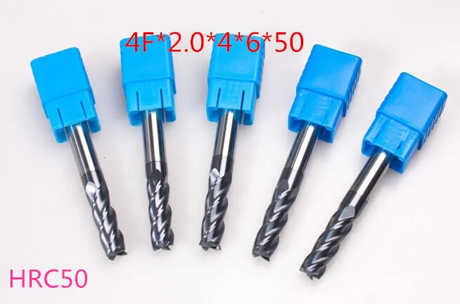 cnc cutter tool TAPC tungsten alloy milling cutter HRC50 4F*2.0*4*6*50