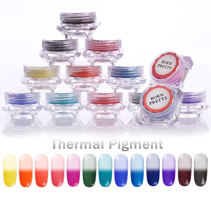

1 Box BORN PRETTY Thermochromic Pigment Thermal Color Change Temperature Powder Dust Decorations Nail Art Gradient Powders