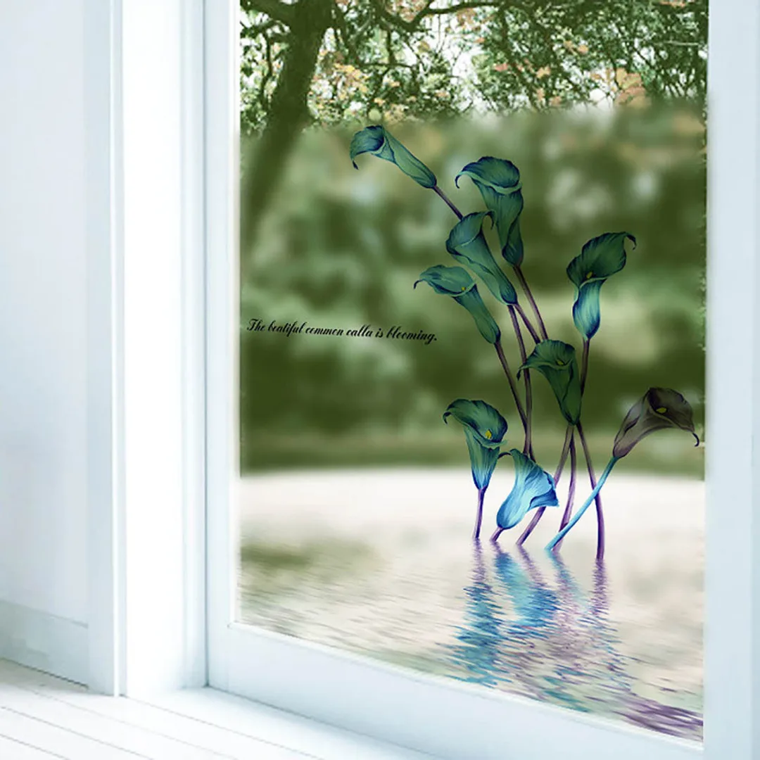Removable Calla lily Flowers Window Sticker DIY Window Fridge Decal Vinyl Art Flower Wall Glass Sticker Home Decor