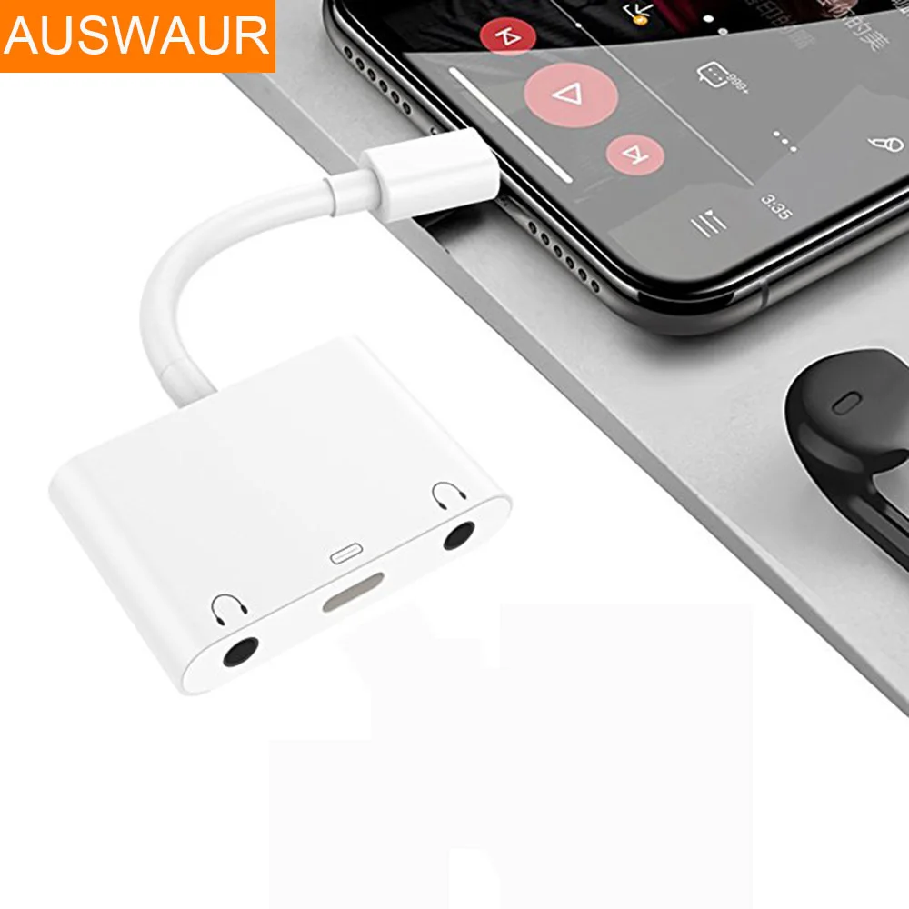 For iPhone to 3.5mm Headphone Jack Audio Charger Adapter for iPhone 7