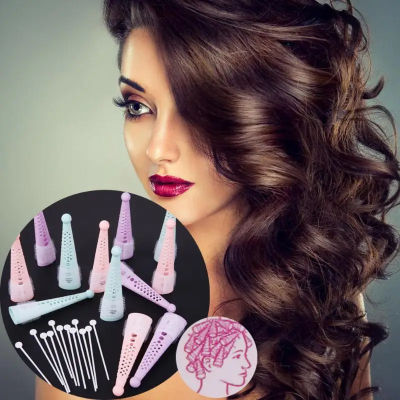 

2018 new Plastic Hair Curler Roller Styling Cone Roller Long Lasting Curlers 12pcs