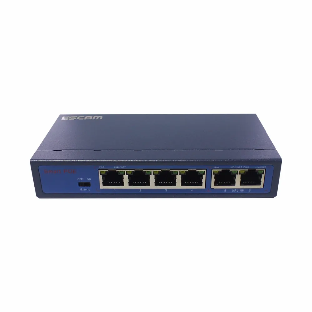 

ESCAM 4+2CH POE Switch 10/100M 150m Distance 85W DC&2 Lan Port for network IP Camera 4CH POE Power Supply Adapter