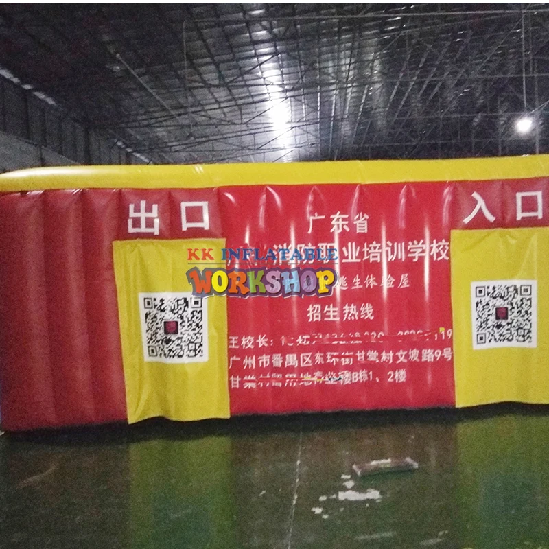  6*4m PVC Air rescue equipment inflatable fire safety tent simulated smoke room escape tent