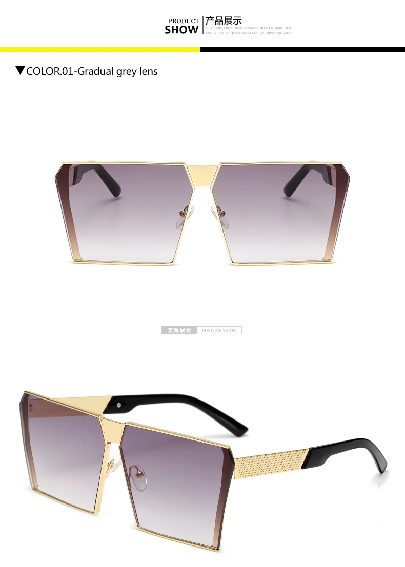 2019 Oversized Square Rimless Sunglasses Women Men Mirror Flat top Big Glasses Brand Designer Sun Glasses For Female