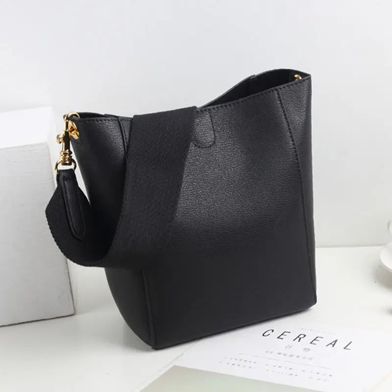 RanHuang женские модные сумки-ведро высокого качества из натуральной кожи на плечо женские короткие сумки-мессенджеры - Цвет: Black