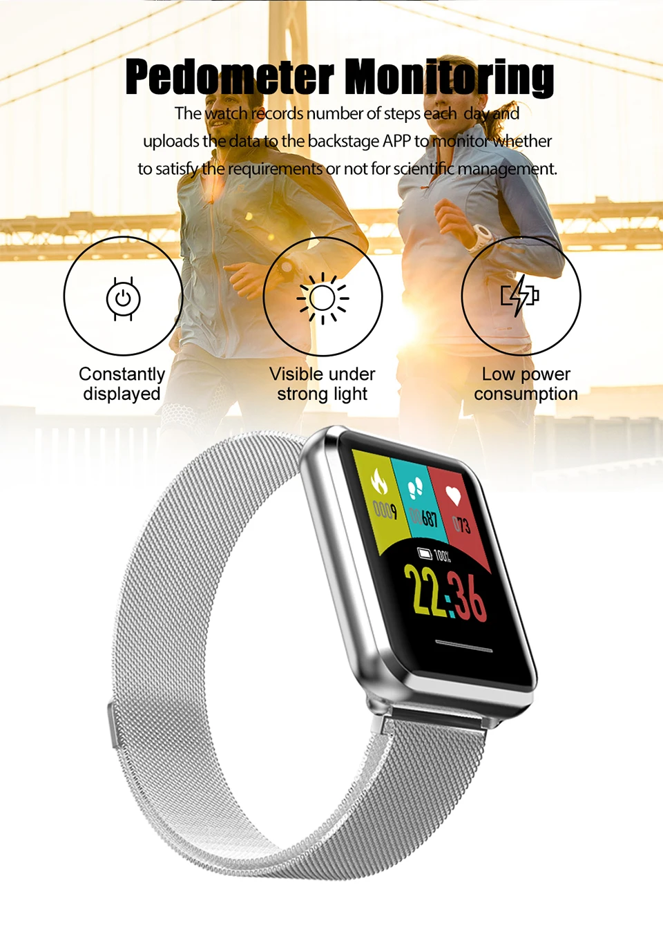 KOSPET DK08 smartwatch мульти-спортивный режим 1,2" Bluetooth IP67 Водонепроницаемый 110 мАч smart watch ремешком для мужчин и женщин, для IOS и Android