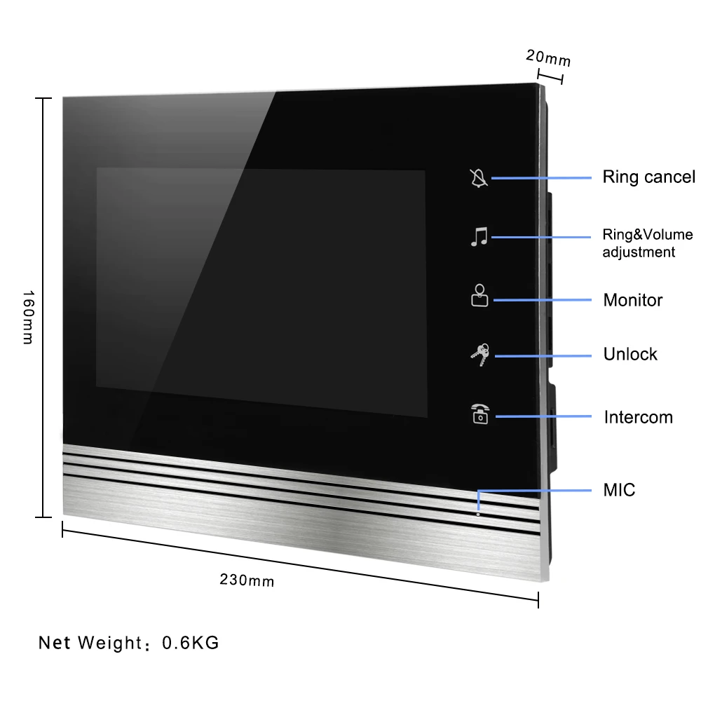 7 дюймов цветной сенсорный экран видео телефон двери видеодомофон комплект+ Открытый RFID код клавиатуры номер дверной Звонок камера 1 мониторы