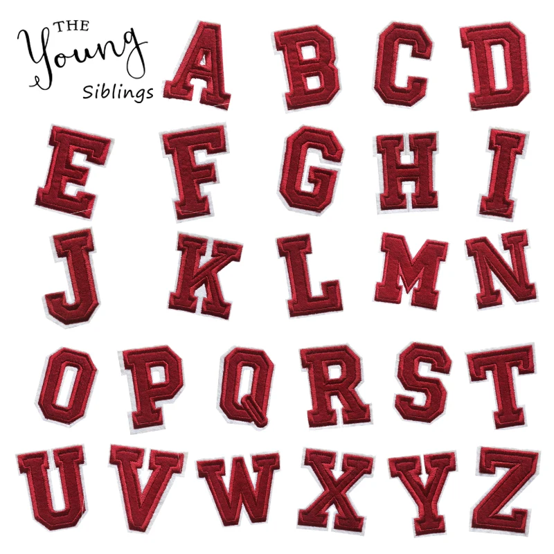 

Letter Iron on Patch Red A-Z English Alphabet Embroidered Iron on Patch Stickers for Clothing Badge Paste For Clothes Bag Hat