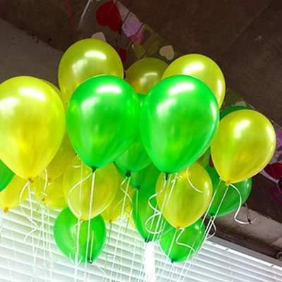 100 шт./лот, воздушные шары для дня рождения, свадьбы, 10 дюймов, вечерние шары, 1,2 г, детские надувные игрушки, красочные латексные шары красного, белого и золотого цвета - Цвет: Yellow  Light green