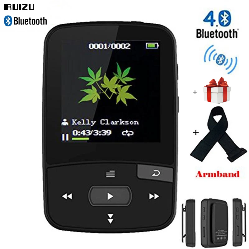Оригинальный Мини Спортивный Bluetooth MP3 плеер RUIZU X50 музыкальный с клипсой FM радио