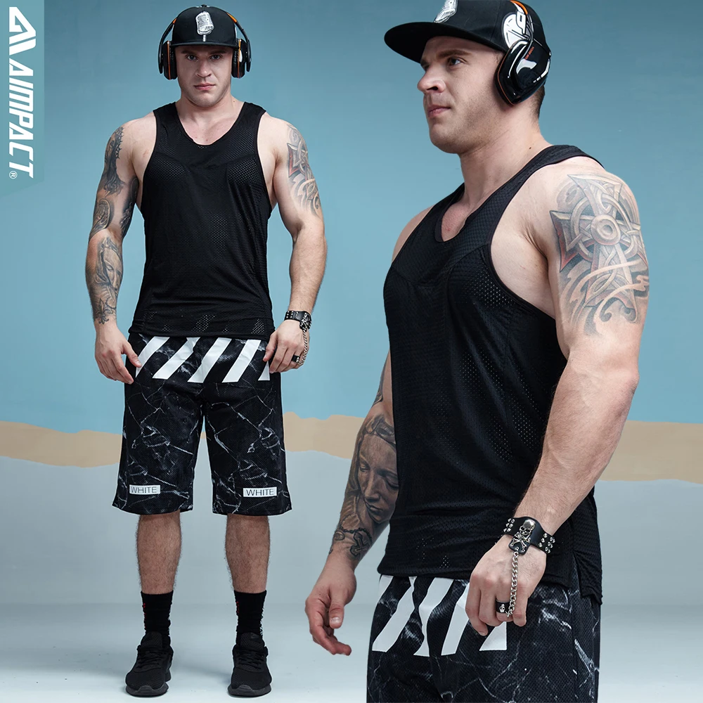 Aimpact Бодибилдинг сетки мужская майка Фитнес борцовка Костюмы Vigor спортивные