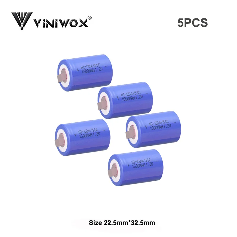 

New 4/5SC Ni-CD 1.2V 1500mAh Rechargeable Batteries for Electric Flashlight Power Bank Power Tool Battery Size 22.5mm*32.5mm