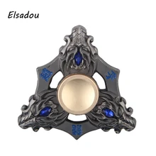 Elsadou треугольный ручной Спиннер металлические профессиональные Спиннер genji тройной Спиннер при СДВГ крутой Спиннер