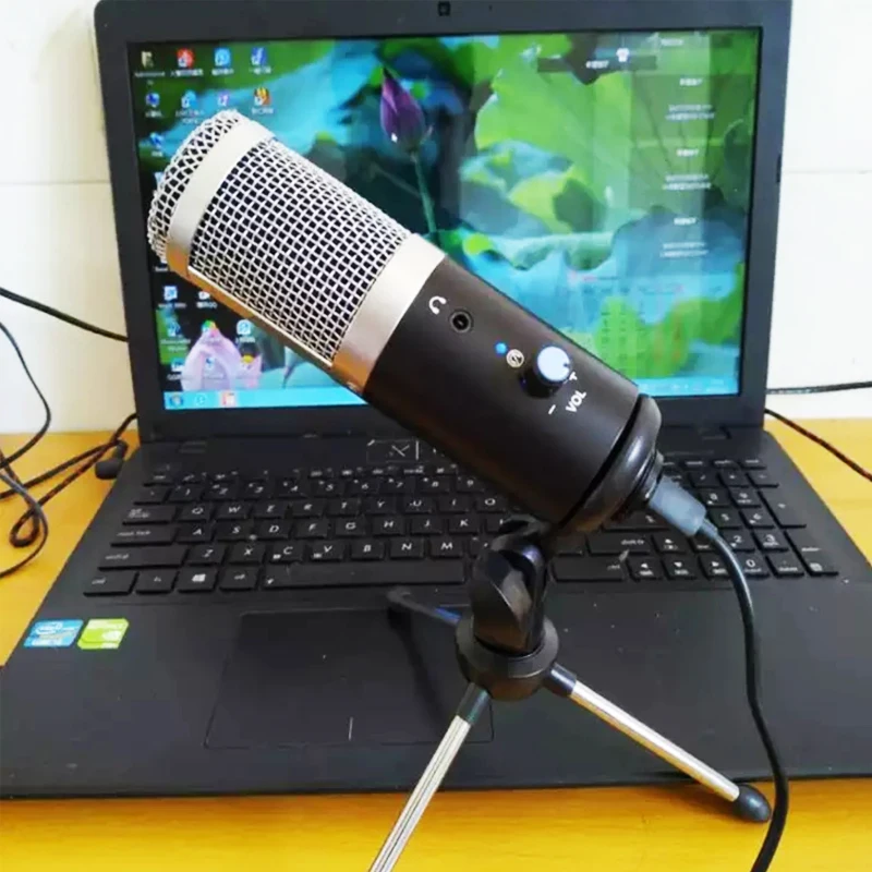 Professional Microphone Condenser for Computer PC USB Plug+Tripod Stand YouTube Broadcasting Recording Microfone Karaoke Mic