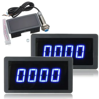 

4 Digital LED Blue Tachometer RPM Speed Meter+Hall Proximity Switch Sensor Car Styling