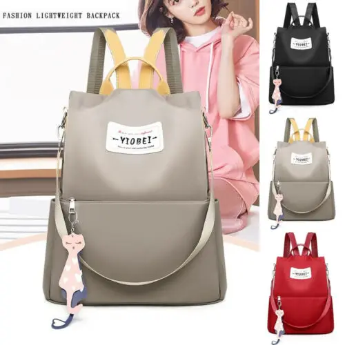 

High Quality waterproof Women Girl Mini Backpack Purse Nylon Small Shopping Rucksack Bag Grey Black Red Travel
