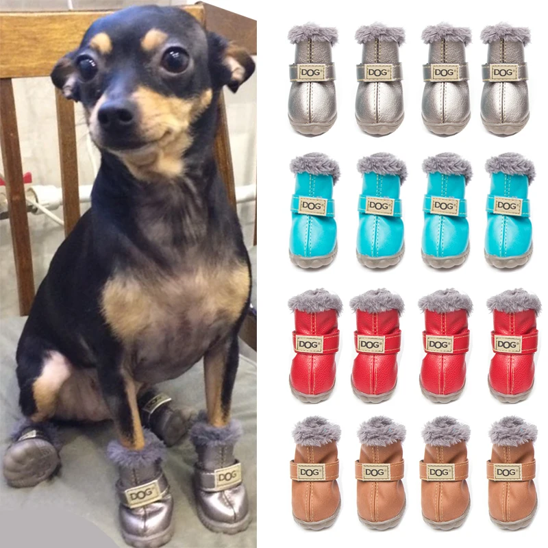4ピース セットチワワ用レザー犬用スノーブーツ 小型犬用防水滑り止めシューズ 5サイズ Dog Shoes For Chihuahua Dog Shoesleather Dog Shoes Aliexpress