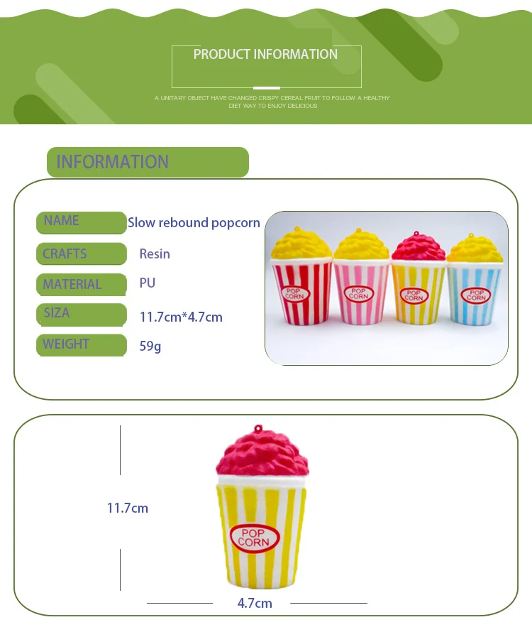 Squsihy PU чашка для попкорна мягкий медленно поднимающийся декомпрессионный Пасхальный телефон ремень сжимает игрушка подарок игрушки снятие стресса