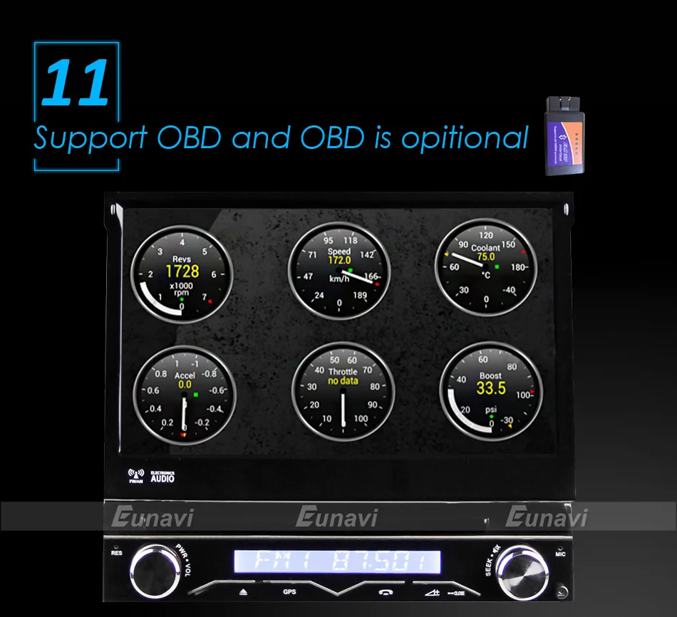 Best Eunavi 1 Din Android 9.0 Quad Core Car DVD Player For Universal GPS Navigation Stereo Radio WIFI MP3 Audio USB SWC PX3 19