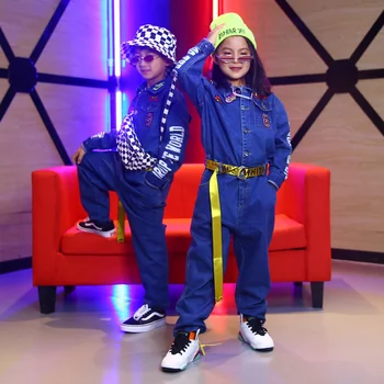 

Child Hip Hop Costumes For Kids Blue Denim Suit Boys Jazz Dance Costumes Stage Wear Performance Ballroom Dance Clothing DQS2134