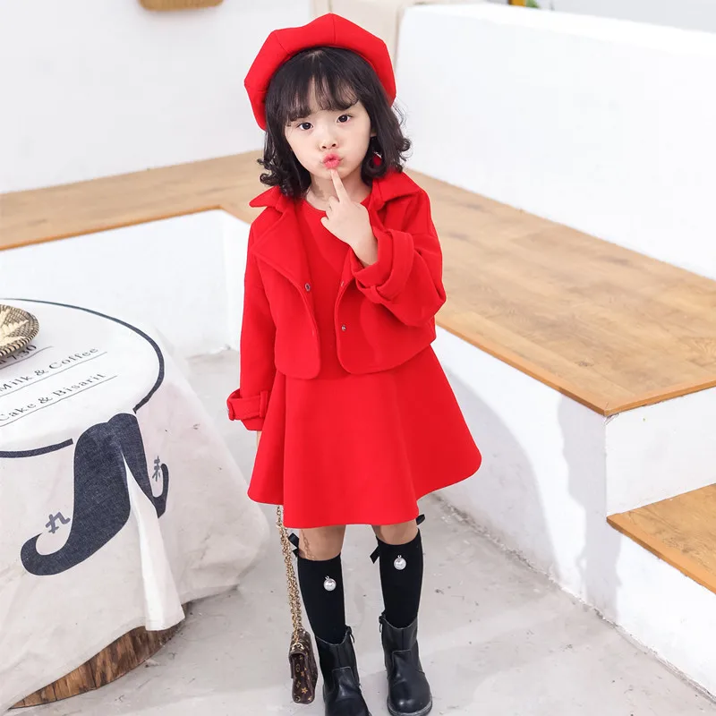 

2018 New Winter Girls Dreess 3 Pcs Dress Sets Kids Winter Vestidos 897