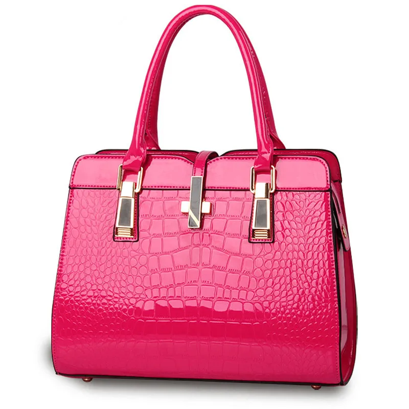 

Elegant Casual PU Women Handbag Fuchsia Crocodile Pattern Crosss Office Lady Shoulder Bag
