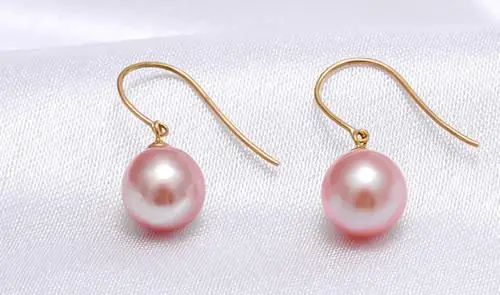 1 paire 10 mm Genuine Natural Rose Jade Silver Dangle Boucles d/'oreilles AAA