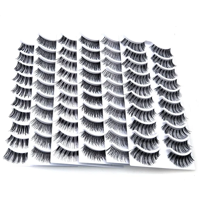 

New 10 pairs mink eyelashes 3d thick crossed false eyelashes natural long mink lashes soft eyelash extension makeup kit cilios
