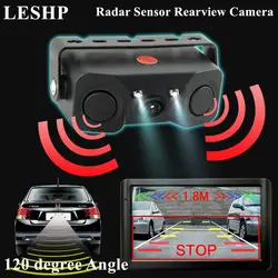 LESHP заднего вида Камера Ночное видение светодио дный свет HD Зеркало заднего вида автомобиля Камера добавить радар обратный Сенсор Камера