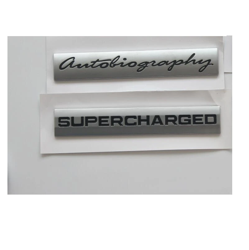 Silver BlackAutobiography SUPERCHARGED Trunk Letters Badge Emblem Emblems Badges Autobiography 