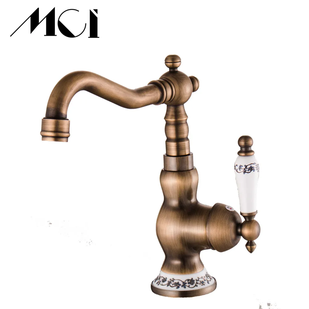 Rotation Kitchen Faucet Brass Bathroom Faucets Retro Porcelain