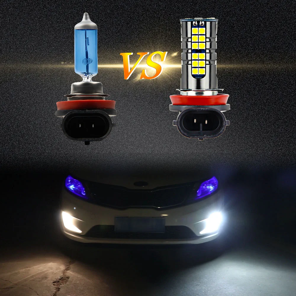 2PCS H11 LED H8 Car Lights 12V-24V Replacement Fog Light Bulbs 2000LM 6000K White Super Bright LED Car Auto Running Driving Lamp