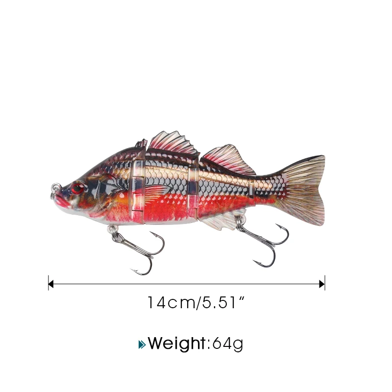DONQL, 1 шт., приманка для рыбалки, искусственная приманка, 4 секции, 84 г, 21 г, 18 см, 14 см, плавающая приманка, рыболовные воблеры, кренкбейт, 3D глаза, тройные Крючки - Цвет: 14cm 64g