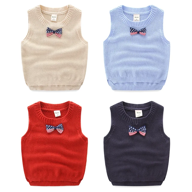 2 7Y Toddler Boys Knitted Vest Spring Autumn Children Sleeveless