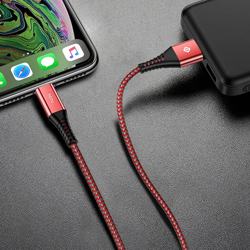 TOTU USB кабель для iPhone Xs Max Xr X 8 7 6 6s Plus SE 2.4A Быстрая зарядка зарядное устройство кабель для передачи данных Шнур адаптер кабель для мобильного телефона - Цвет: Red