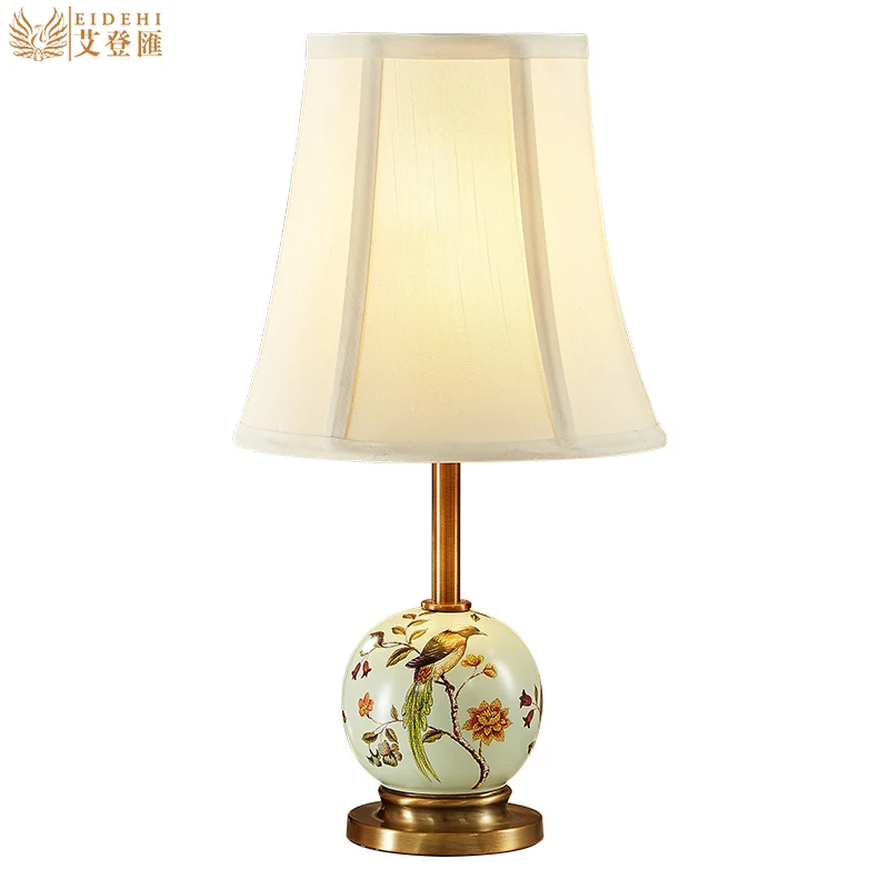 

Simple Pastoral European Bird Flowers Ceramic E27 Dimmer Table Lamp for Wedding Bedside Living Room Study Deco H 45cm 1504