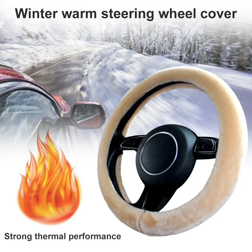 

Plush Sleeve Steering Wheel Cover Case Soft Wool Like Car Protector Automobile