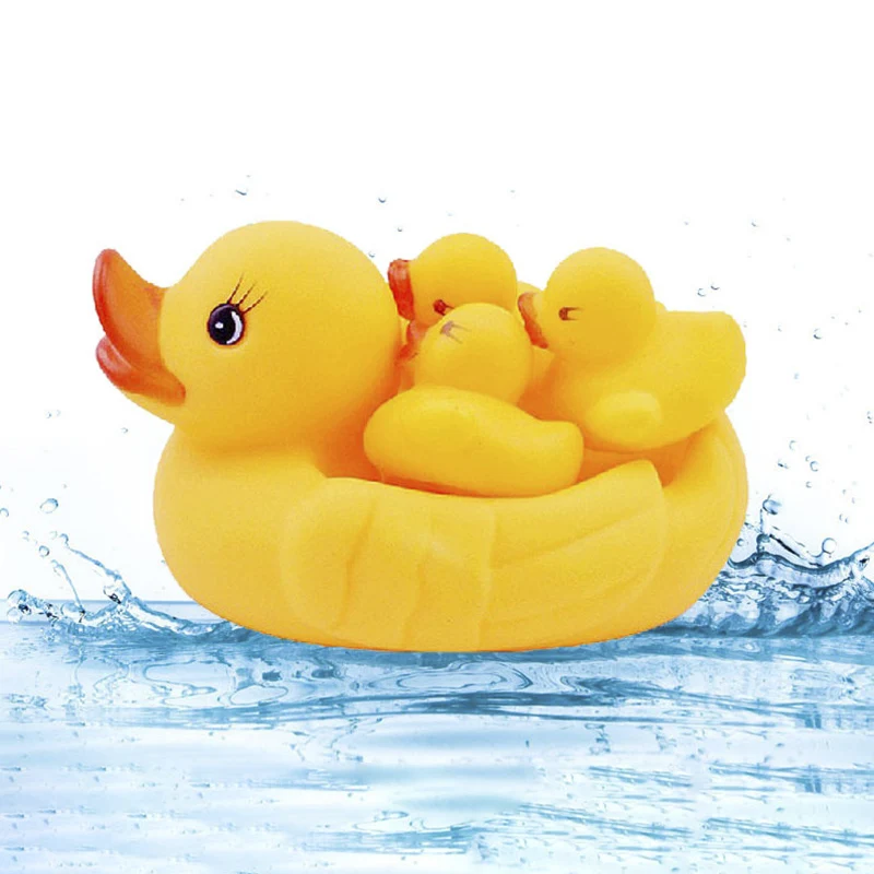 4pcs\lot Bath Toys Pool Float Squeaky Yellow Rubber Ducks Kids Baby ...