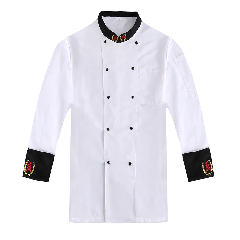Chef Uniform Double Breasted Workwear Jacket Mens Women Restaurant Outfit Coat