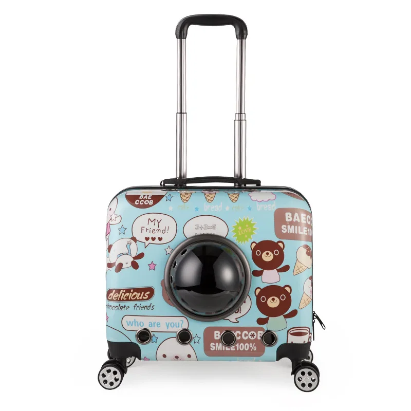

2019NEW Cartoon pet go out portable bag pull lever cat small dog space four-wheel