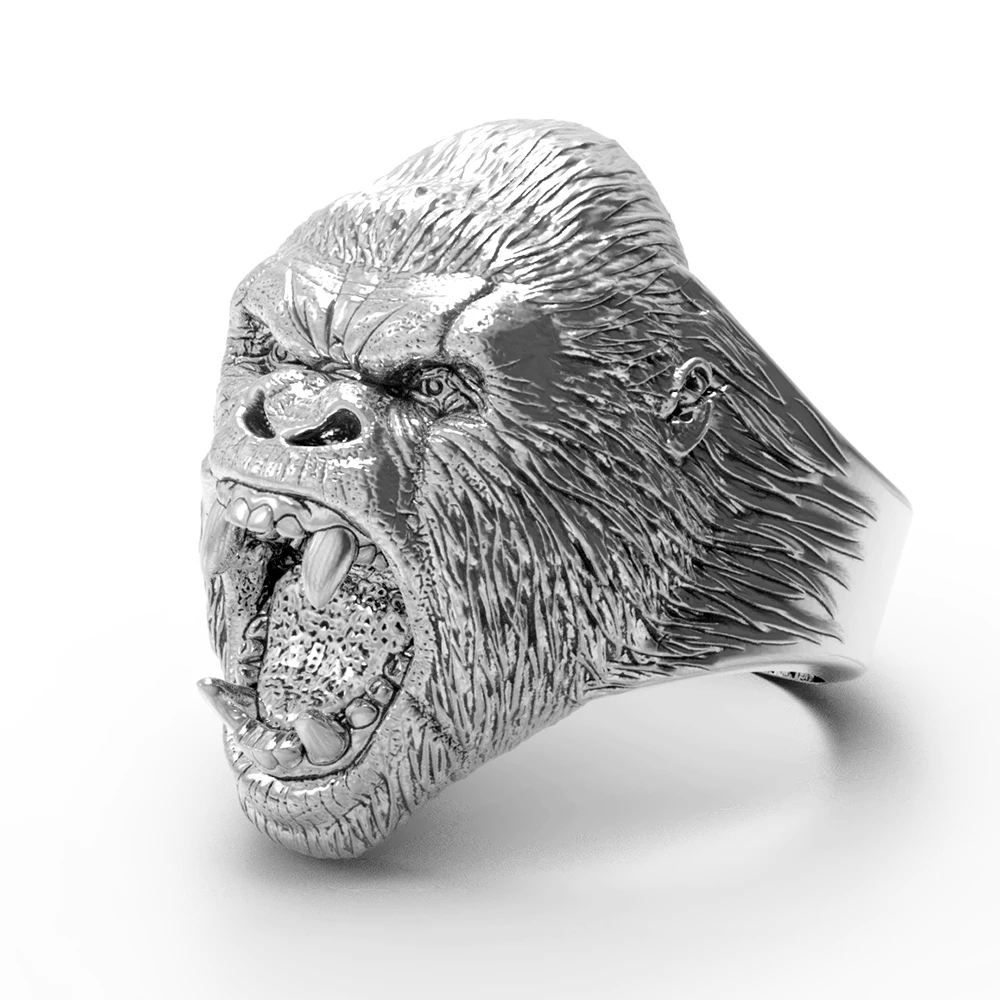 Панк крутое кольцо из нержавеющей стали винтажное персональное животное сердитое кольцо гориллы для мужчин