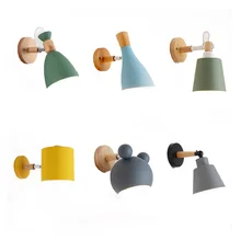 Nordic Wall Lamp Bedroom Simple Modern Bedside Lamp Individual Creative Lighting Solid Wood Corridor E27Wall Lights